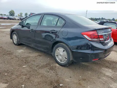 2013 Honda Civic Lx VIN 2HGFB2F45DH104609 фото 2