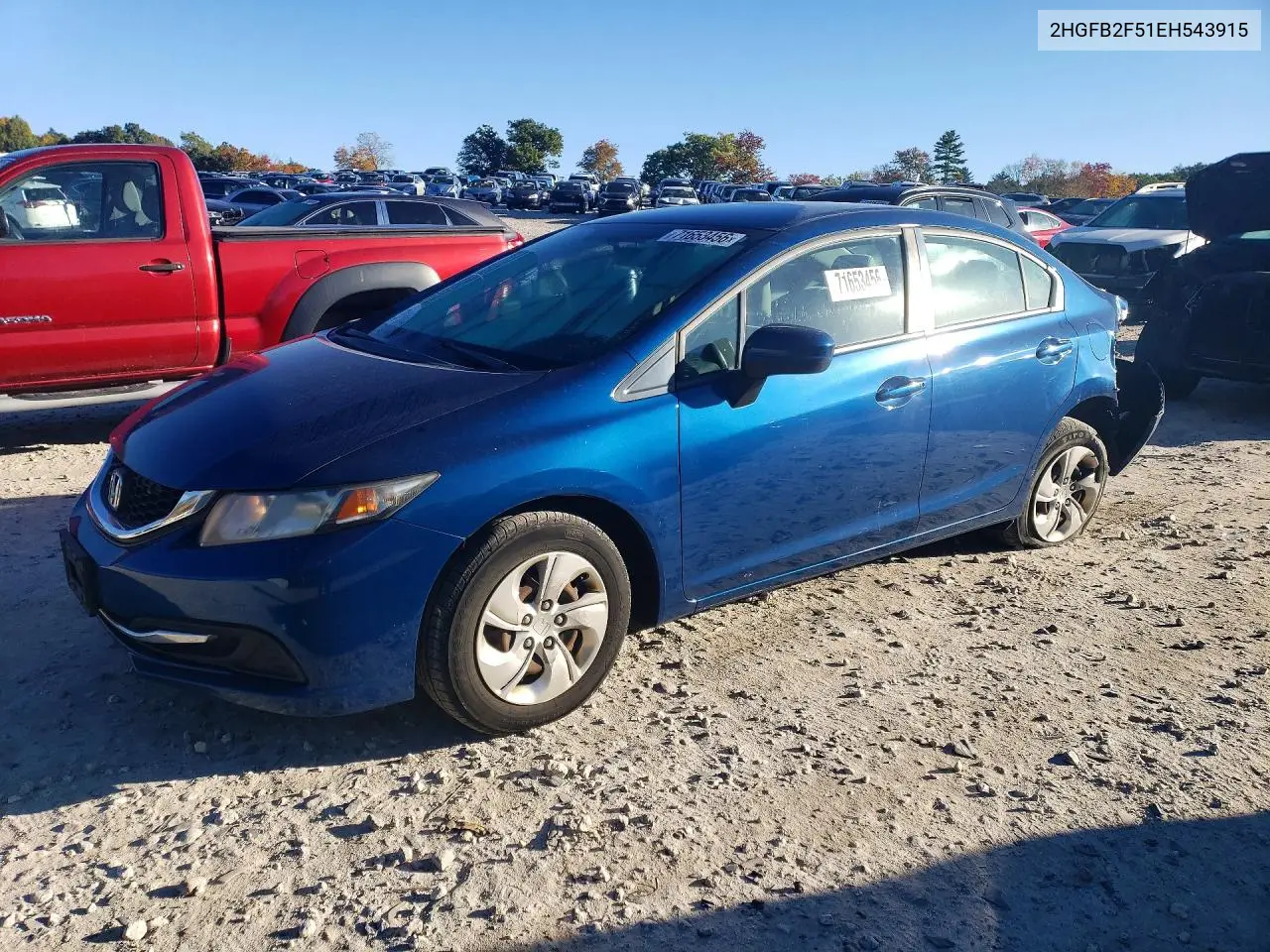 2014 Honda Civic Lx VIN 2HGFB2F51EH543915 фото 1