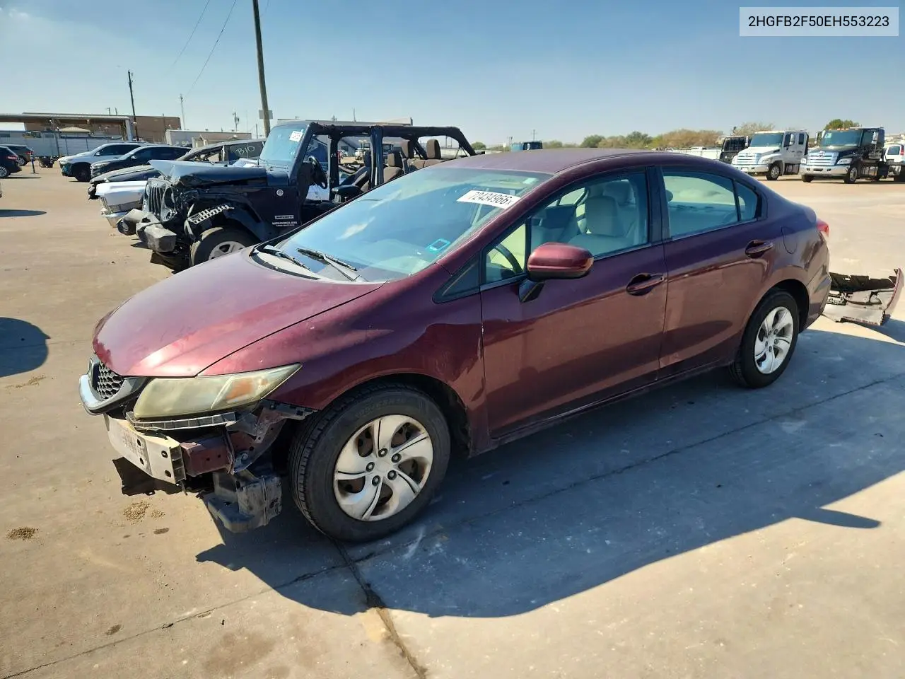 2HGFB2F50EH553223 Honda Civic 2014 — повреждение Подтопление, фото до ремонта