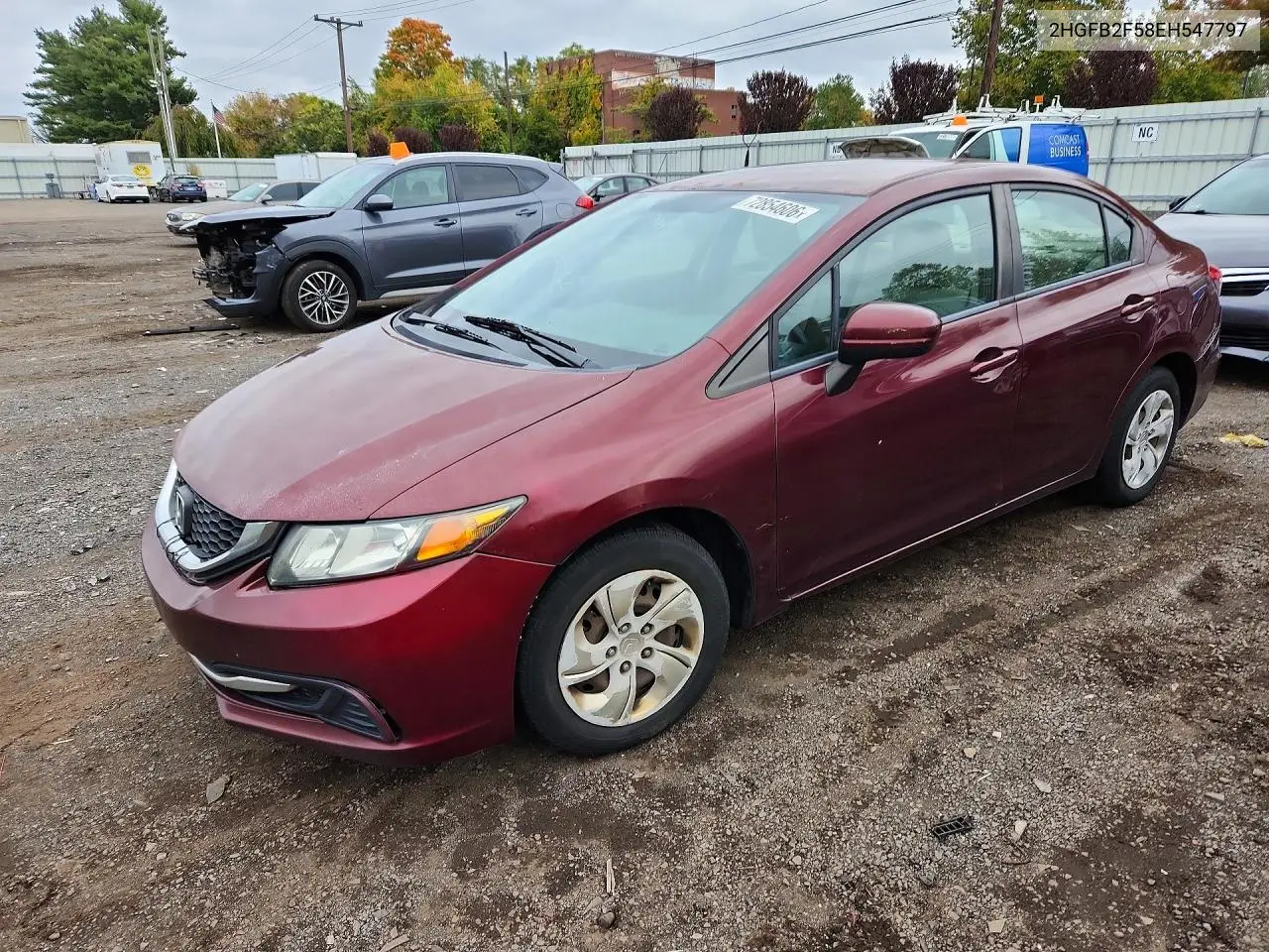 2014 Honda Civic Lx VIN 2HGFB2F58EH547797 фото 1