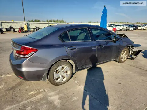 2015 Honda Civic Lx VIN 2HGFB2F58FH558851 фото 3