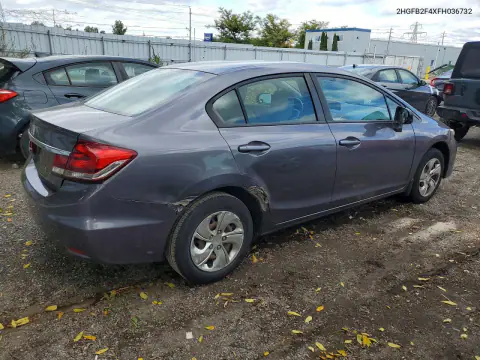2015 Honda Civic Lx VIN 2HGFB2F4XFH036732 фото 3