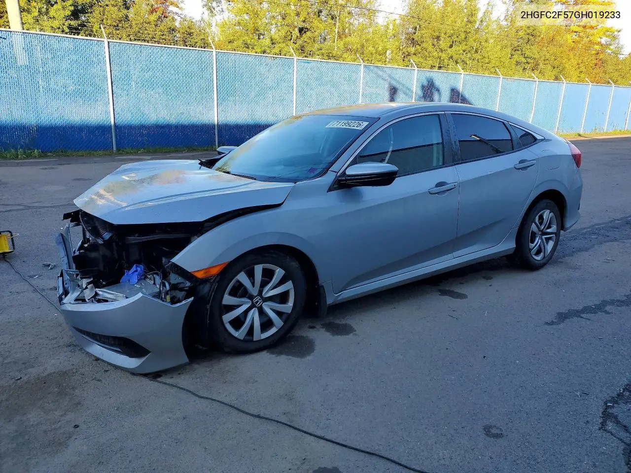 2HGFC2F57GH019233 Honda Civic 2016 — повреждение Передняя часть, фото до ремонта