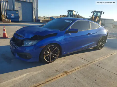2HGFC3B34JH355956 — 2018 Honda Civic, Передняя часть, фото до ремонта