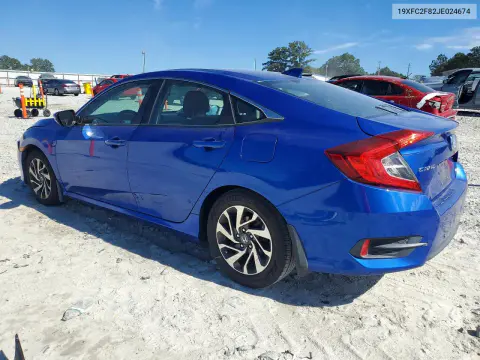2018 Honda Civic Ex VIN 19XFC2F82JE024674 фото 2