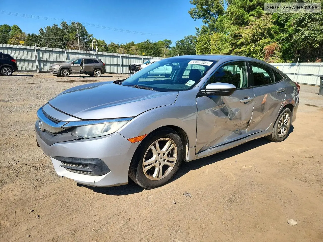 2018 Honda Civic Lx VIN 2HGFC2F57JH542968 фото 1