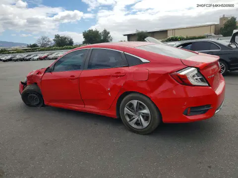 2019 Honda Civic Lx VIN 2HGFC2F64KH530500 фото 2