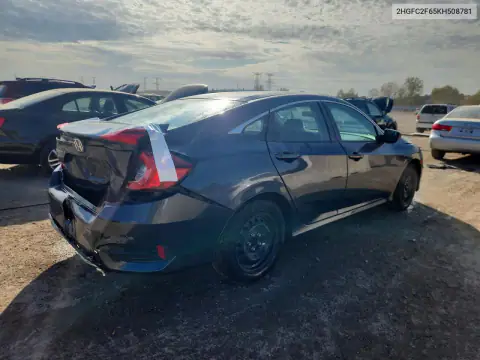 2HGFC2F65KH508781 — 2019 Honda Civic, фото 3 с аукциона Copart, Передняя часть