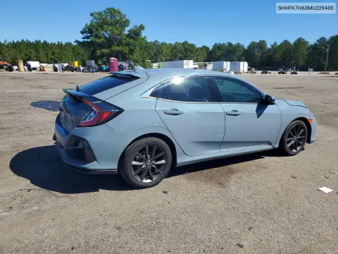 SHHFK7H63MU229400 — 2021 Honda Civic, фото 3 с аукциона Copart, Передняя часть