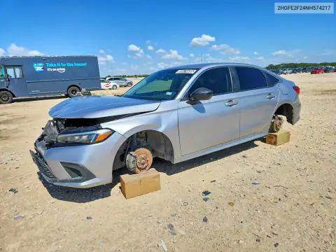 2HGFE2F24NH574217 — 2022 Honda Civic, Передняя часть, фото до ремонта