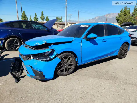 19XFL1H81NE000881 — 2022 Honda Civic, Передняя часть, фото до ремонта