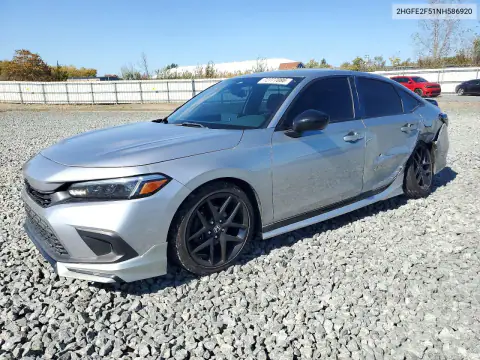2HGFE2F51NH586920 — 2022 Honda Civic, Задняя часть, фото до ремонта