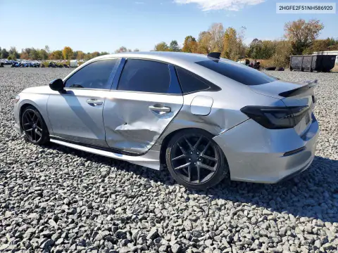 2HGFE2F51NH586920 — 2022 Honda Civic, фото 2 с аукциона Copart, Задняя часть