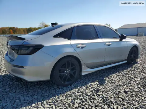 2HGFE2F51NH586920 — 2022 Honda Civic, фото 3 с аукциона Copart, Задняя часть