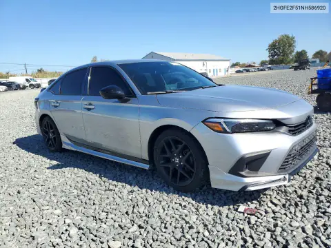 2HGFE2F51NH586920 — 2022 Honda Civic, фото 4 с аукциона Copart, Задняя часть