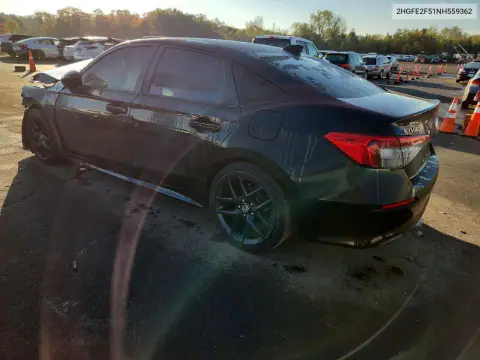 2HGFE2F51NH559362 — 2022 Honda Civic, фото 2 с аукциона Copart, Передняя часть