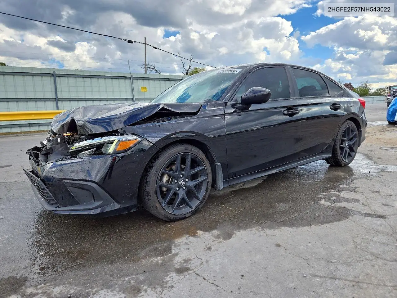 2HGFE2F57NH543022 Honda Civic 2022 — повреждение Передняя часть, фото до ремонта