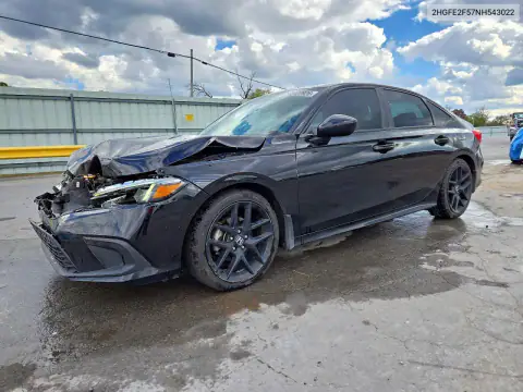 2HGFE2F57NH543022 — 2022 Honda Civic, Передняя часть, фото до ремонта