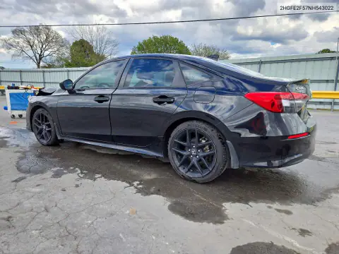 2HGFE2F57NH543022 — 2022 Honda Civic, фото 2 с аукциона Copart, Передняя часть