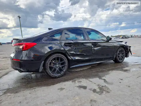 2HGFE2F57NH543022 — 2022 Honda Civic, фото 3 с аукциона Copart, Передняя часть