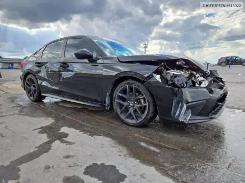 2HGFE2F57NH543022 — 2022 Honda Civic, фото 4 с аукциона Copart, Передняя часть