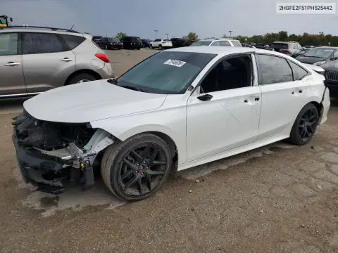 2HGFE2F51PH525442 — 2023 Honda Civic, Передняя часть, фото до ремонта