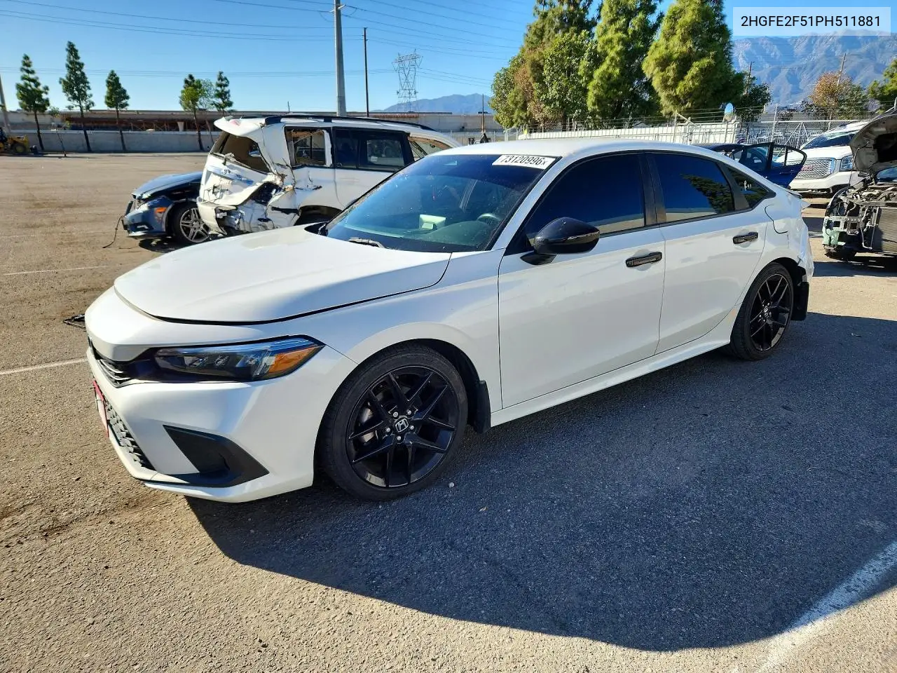 2HGFE2F51PH511881 Honda Civic 2023 — повреждение Задняя часть, фото до ремонта