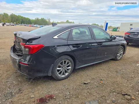 2024 Honda Civic Ex VIN 2HGFE2F33RH108535 фото 3