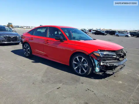 2HGFE4F88SH315550 — 2025 Honda Civic, фото 4 с аукциона Copart, Передняя часть