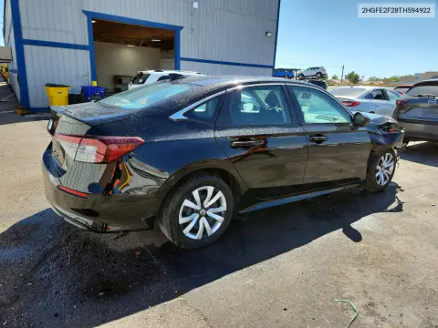 2026 Honda Civic Lx VIN 2HGFE2F28TH594922 фото 3