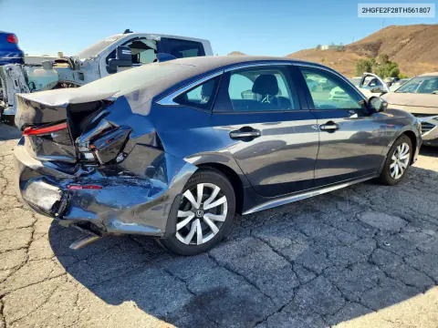 2026 Honda Civic Lx VIN 2HGFE2F28TH561807 фото 3