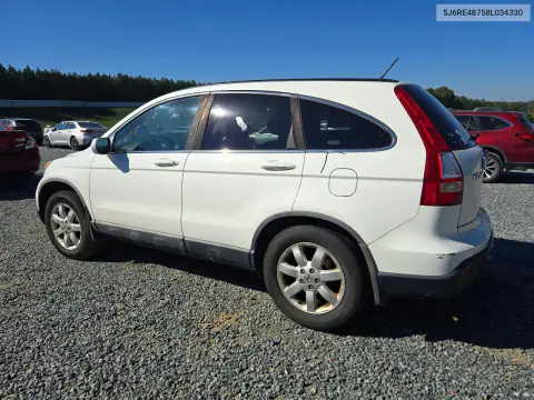 5J6RE48758L034330 — 2008 Honda CR-V, фото 2 с аукциона Copart, Задняя часть