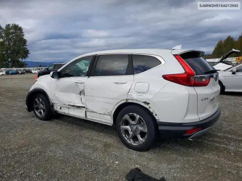 2019 Honda Cr-V Ex VIN 5J6RW2H51KA012943 фото 2