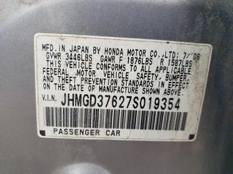 2007 HONDA FIT VIN JHMGD37627S019354 фото 13