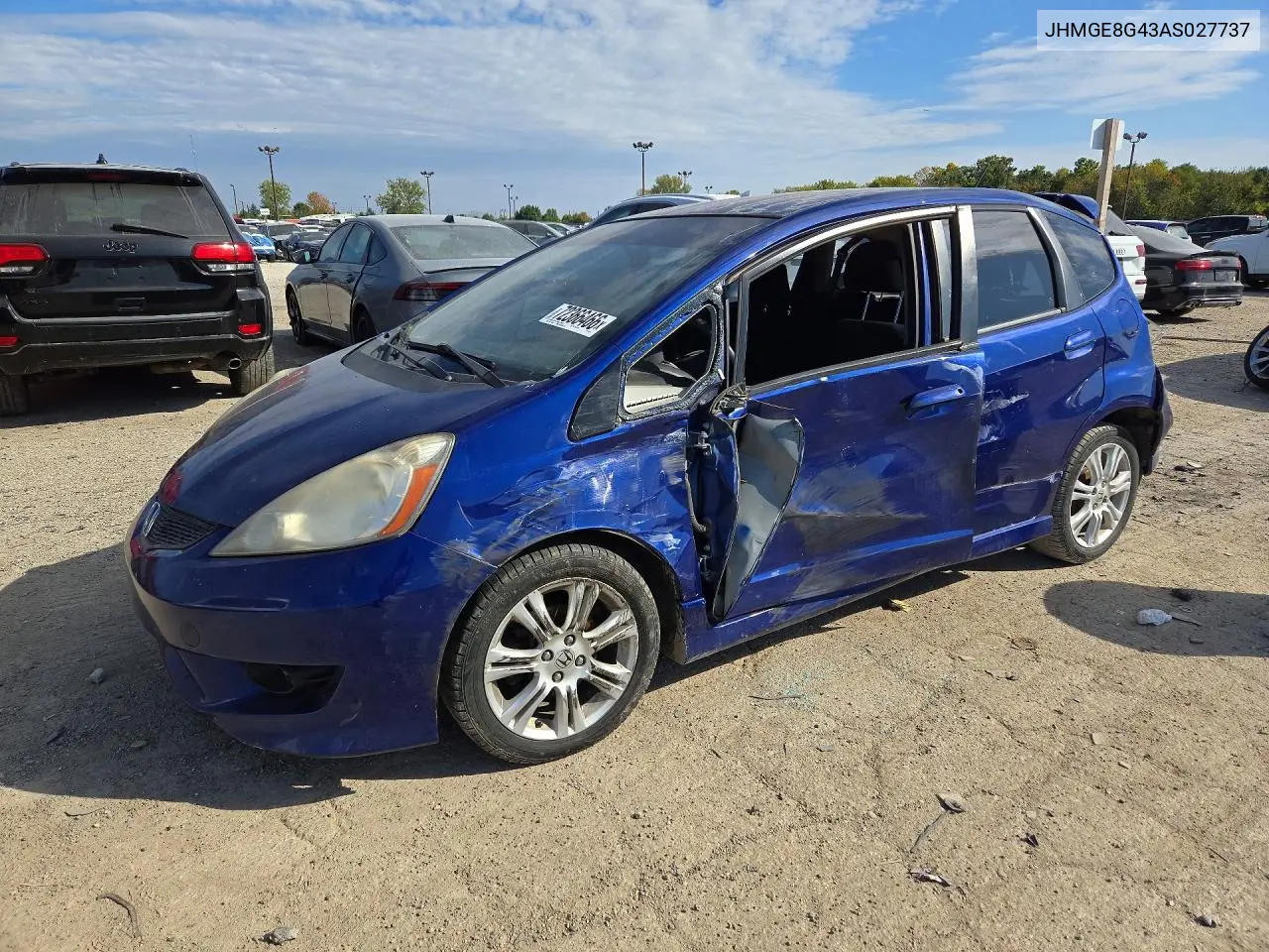 2010 Honda Fit Sport VIN JHMGE8G43AS027737 фото 1