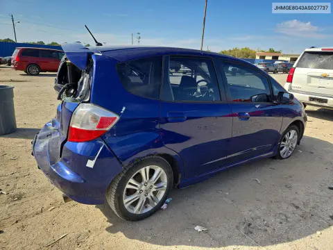 2010 Honda Fit Sport VIN JHMGE8G43AS027737 фото 3