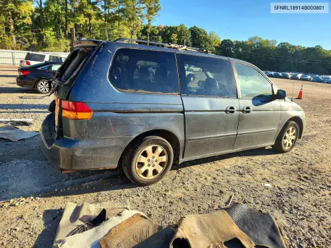 2004 Honda Odyssey Exl VIN 5FNRL18914B000801 фото 3