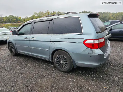 2006 Honda Odyssey Exl VIN 5FNRL38716B122670 фото 2