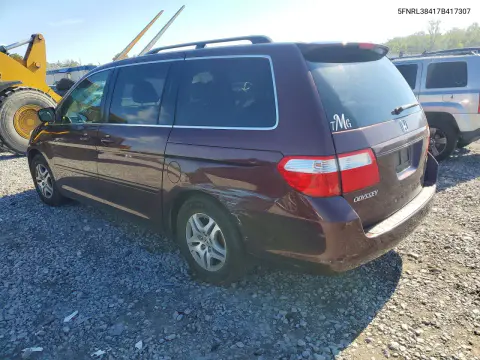 2007 Honda Odyssey Ex VIN 5FNRL38417B417307 фото 2