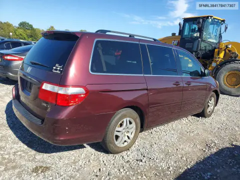 2007 Honda Odyssey Ex VIN 5FNRL38417B417307 фото 3