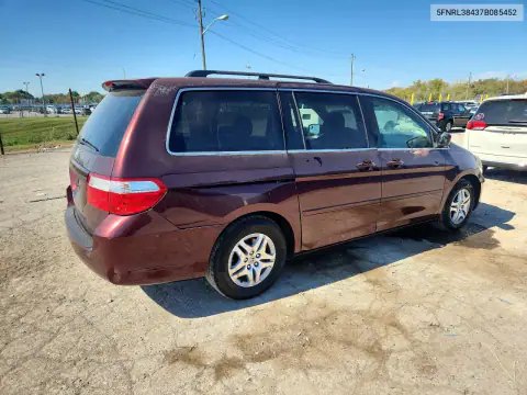 5FNRL38437B085452 — 2007 Honda Odyssey, фото 3 с аукциона Copart, Передняя часть