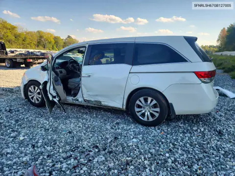 2016 Honda Odyssey Exl VIN 5FNRL5H67GB127005 фото 2