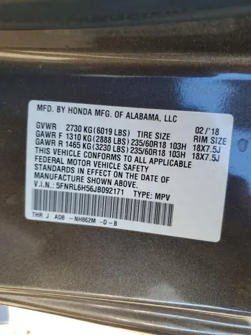 2018 Honda Odyssey Ex VIN 5FNRL6H56JB092171 фото 13