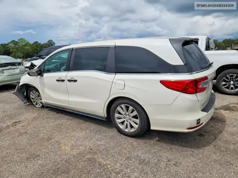 2019 Honda Odyssey Lx VIN 5FNRL6H26KB034309 фото 2
