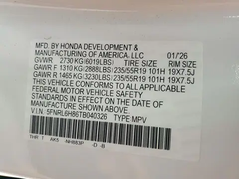 5FNRL6H86TB040326 — 2026 Honda Odyssey, фото 13 с аукциона Copart, Передняя часть