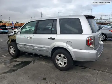 2007 Honda Pilot Lx VIN 5FNYF28177B032644 фото 2
