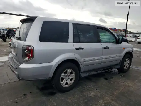 2007 Honda Pilot Lx VIN 5FNYF28177B032644 фото 3