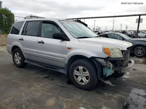 2007 Honda Pilot Lx VIN 5FNYF28177B032644 фото 4