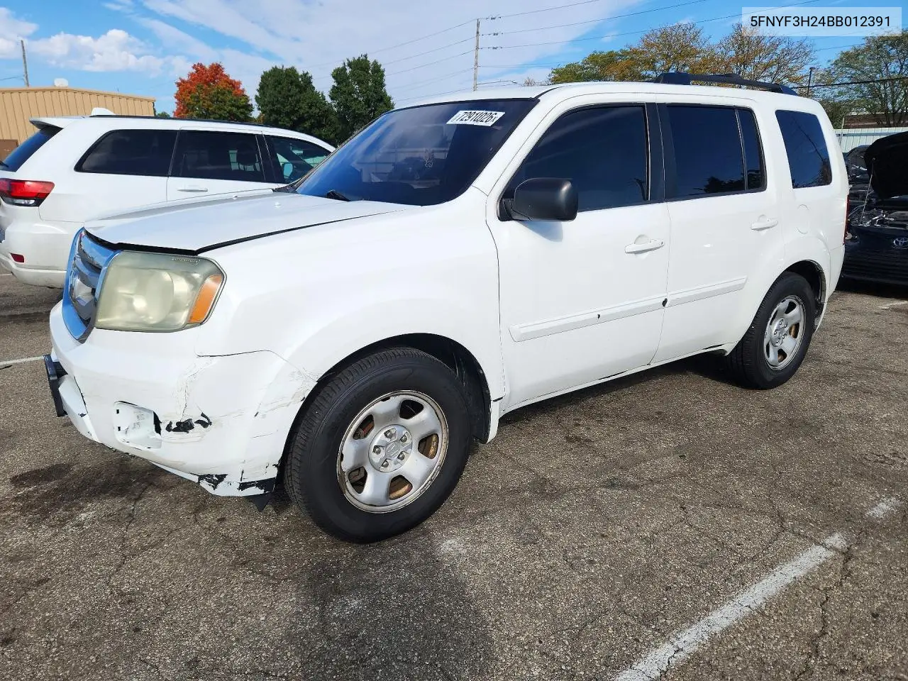 2011 Honda Pilot Lx VIN 5FNYF3H24BB012391 фото 1
