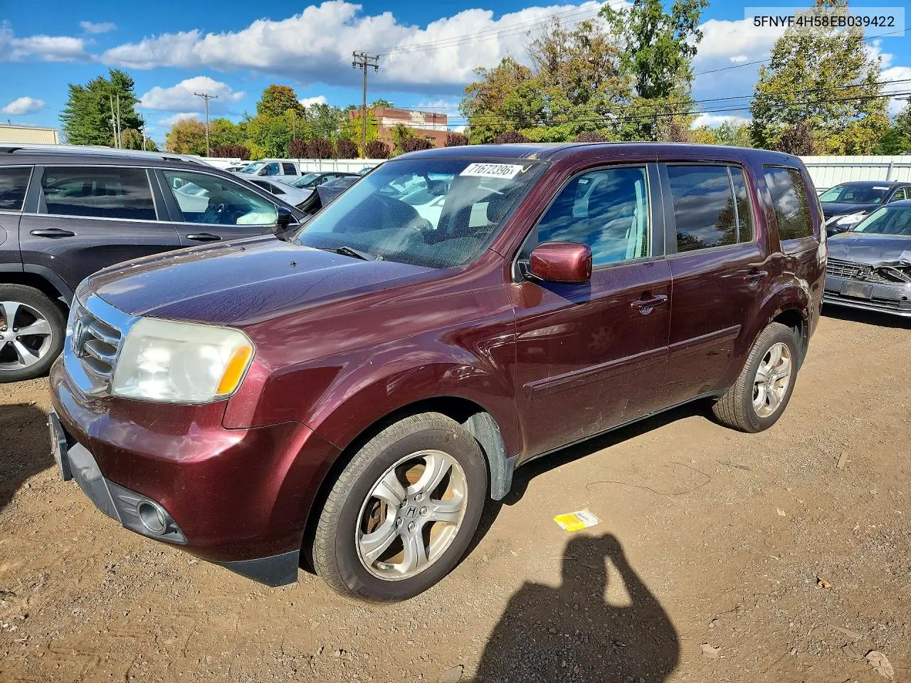 2014 Honda Pilot Exl VIN 5FNYF4H58EB039422 фото 1